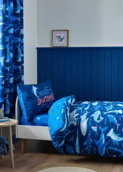 Catherine Lansfield Kids Blue Jawsome Shark Reversible Duvet Cover Set