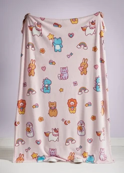 Catherine Lansfield Kids Pink Forever Together Cosy Fleece Blanket Throw