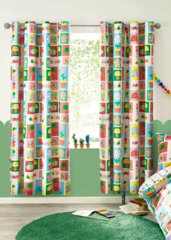 Catherine Lansfield Kids Curious Caterpillar Fully Reversible Bright Eyelet Curtains