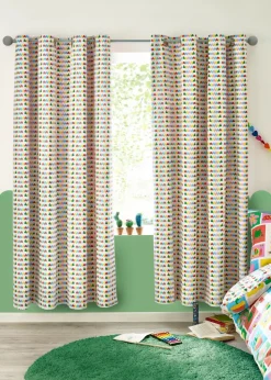 Catherine Lansfield Kids Curious Caterpillar Fully Reversible Bright Eyelet Curtains