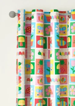 Catherine Lansfield Kids Curious Caterpillar Fully Reversible Bright Eyelet Curtains