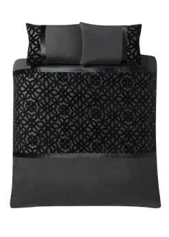 Catherine Lansfield Lattice Cut Velvet Duvet Cover Set