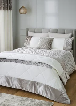 Catherine Lansfield Lattice Cut Velvet Duvet Cover Set