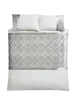Catherine Lansfield Lattice Cut Velvet Duvet Cover Set