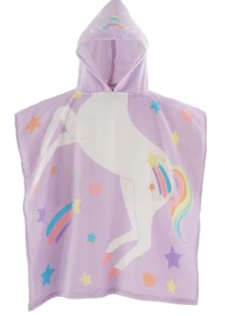 Catherine Lansfield Lilac Kids Unicorn Hooded Towel Poncho