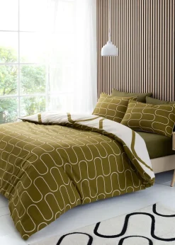 Catherine Lansfield Linear Curve Geometric Reversible Duvet Cover Set