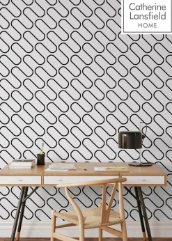 Catherine Lansfield Linear Curve Wallpaper