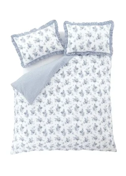 Catherine Lansfield Lucie Floral Frill Reversible Duvet Cover Set
