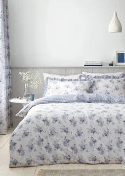 Catherine Lansfield Lucie Floral Frill Reversible Duvet Cover Set