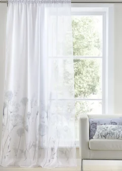 Catherine Lansfield Meadowsweet Floral Tab Top Voile Curtain Panel