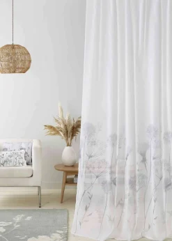 Catherine Lansfield Meadowsweet Floral Tab Top Voile Curtain Panel