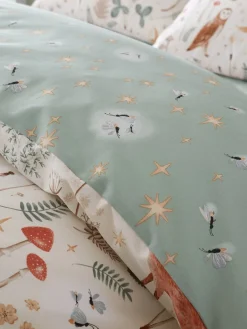 Catherine Lansfield Natural Enchanted Twilight Animals Reversible Duvet Cover Set with Pillowcases