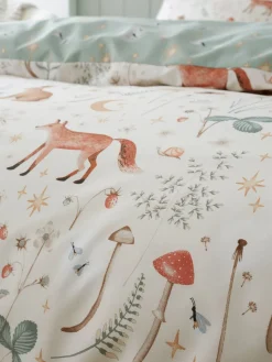 Catherine Lansfield Natural Enchanted Twilight Animals Reversible Duvet Cover Set with Pillowcases