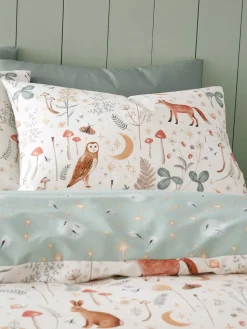 Catherine Lansfield Natural Enchanted Twilight Animals Reversible Duvet Cover Set with Pillowcases