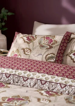 Catherine Lansfield Natural Kashmir Paisley Floral Reversible Duvet Cover Set with Pillowcases
