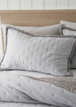 Catherine Lansfield Nori Silver Pinsonic Faux-Shearling Duvet Cover Set