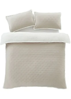 Catherine Lansfield Nori Cream Pinsonic Faux-Shearling Duvet Cover Set