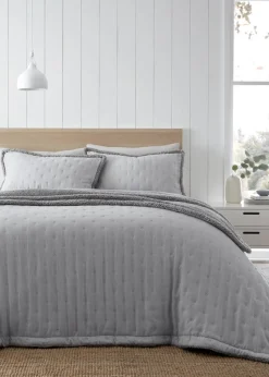 Catherine Lansfield Nori Silver Pinsonic Faux-Shearling Bedspread (220x230cm)