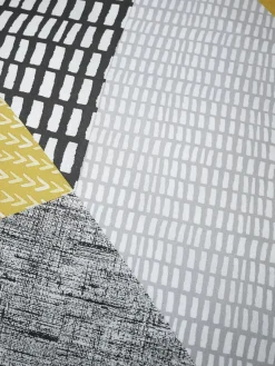 Catherine Lansfield Ochre Yellow Larsson Geo Reversible Duvet Cover Set with Pillowcases