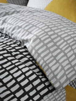 Catherine Lansfield Ochre Yellow Larsson Geo Reversible Duvet Cover Set with Pillowcases