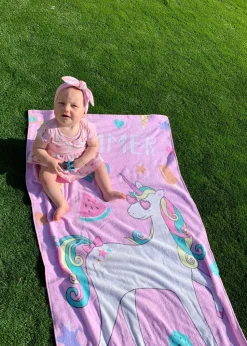 Catherine Lansfield Pink Summer Unicorn Cotton Beach Towel