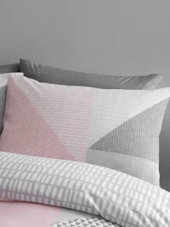 Catherine Lansfield Pink Larsson Geo Reversible Duvet Cover Set with Pillowcases