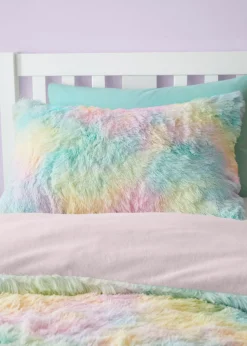 Catherine Lansfield Rainbow Cuddly Deep Pile Faux Fur Duvet Cover Set
