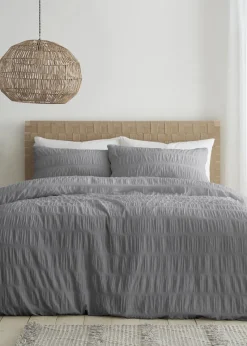 Catherine Lansfield Seersucker Duvet Cover Set