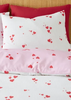 Catherine Lansfield Seersucker Heart Duvet Cover Set