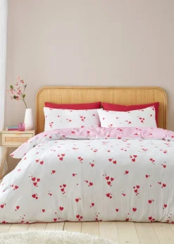 Catherine Lansfield Seersucker Heart Duvet Cover Set