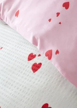 Catherine Lansfield Seersucker Heart Duvet Cover Set