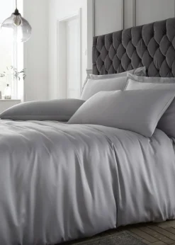 Catherine Lansfield Silky Soft Satin Duvet Cover Set Silver