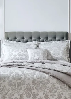 Catherine Lansfield Silver Grey Damask Jacquard Quilted Pillow Sham Pair