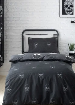Catherine Lansfield Skulls Reversible Duvet Cover Set
