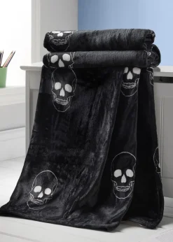Catherine Lansfield Skulls Cosy Fleece 130x170cm Blanket Throw