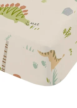 Catherine Lansfield Sleepy Dino Natural Green Fitted Sheet