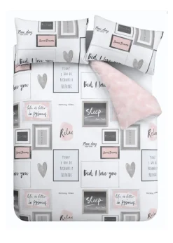 Catherine Lansfield Sleep Dreams Reversible Duvet Cover Set