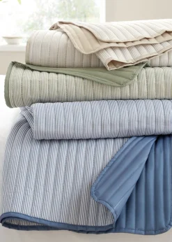 Catherine Lansfield Stripe Quilted Reversible 220x230cm Bedspread