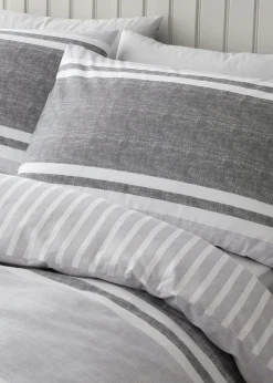 Catherine Lansfield Textured Banded Stripe Duvet Cover