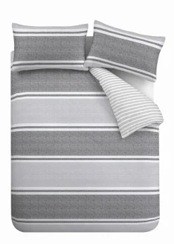 Catherine Lansfield Textured Banded Stripe Duvet Cover