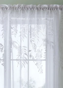 Catherine Lansfield Wisteria Floral Slot Top Voile Curtain Panel