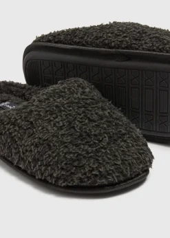 Charcoal Fluffy Gown Mule Slippers