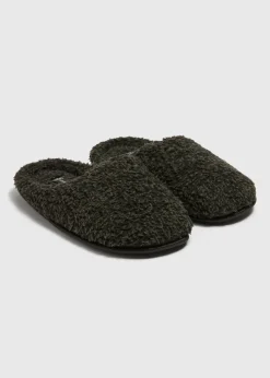 Charcoal Fluffy Gown Mule Slippers