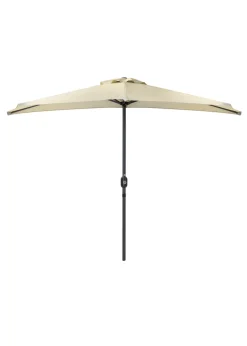 Charles Bentley Beige Metal Garden Balcony Half Umbrella With Crank Turn (H235cm x L135cm x W270cm)