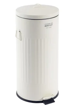 Charles Bentley Cream Round Retro Kitchen Pedal Bin