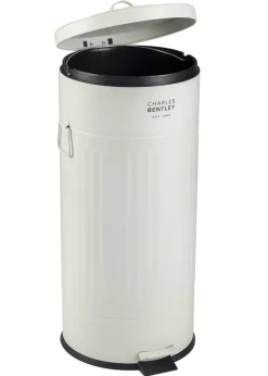 Charles Bentley Cream Round Retro Kitchen Pedal Bin
