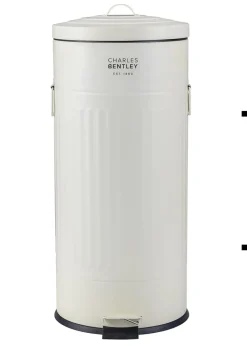 Charles Bentley Cream Round Retro Kitchen Pedal Bin