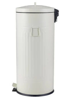 Charles Bentley Cream Round Retro Kitchen Pedal Bin