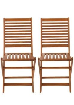 Charles Bentley FSC Acacia Wood Pair of Outdoor Foldable Chairs (H87.5cm x W46cm x D54cm)