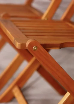 Charles Bentley FSC Acacia Wood Pair of Outdoor Foldable Chairs (H87.5cm x W46cm x D54cm)